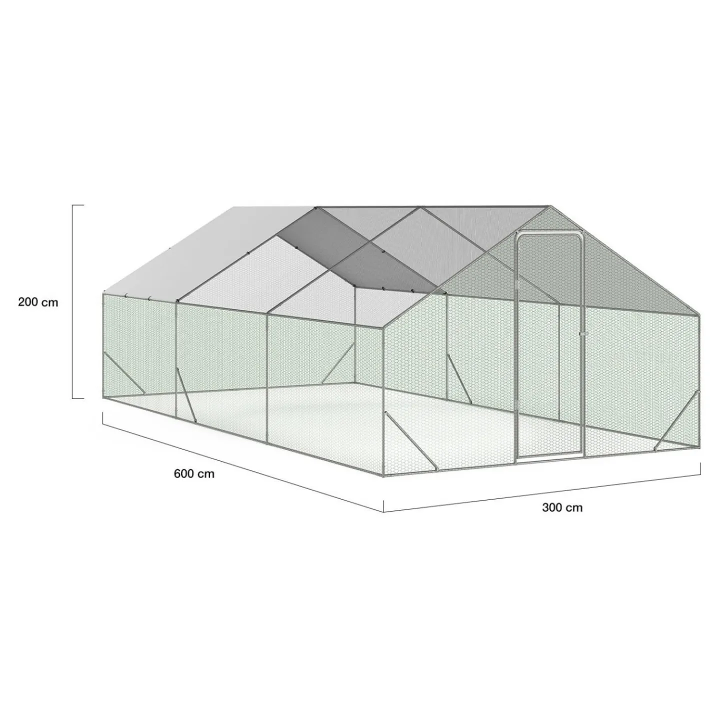 Enclos poulailler 18 m2 parc grillagé 6x3m acier galvanisé*IDMarket Online