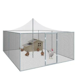 Enclos poulailler acier galvanisé 12m² 3x4 m*IDMarket Outlet
