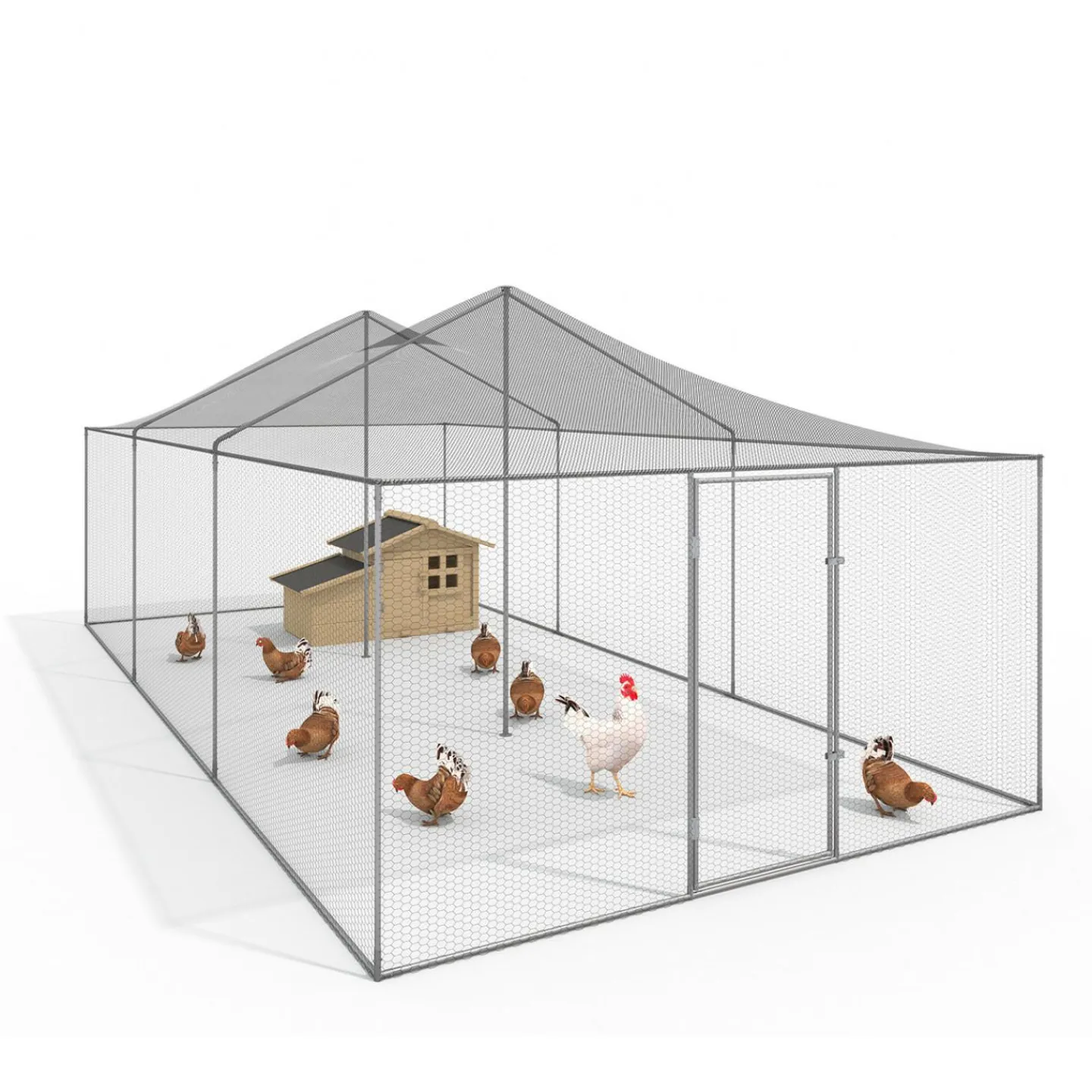 Enclos poulailler en acier galvanisé 18 m² 6x3 m volière extérieure XXL*IDMarket Clearance