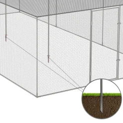 Enclos poulailler en acier galvanisé 18 m² 6x3 m volière extérieure XXL*IDMarket Clearance