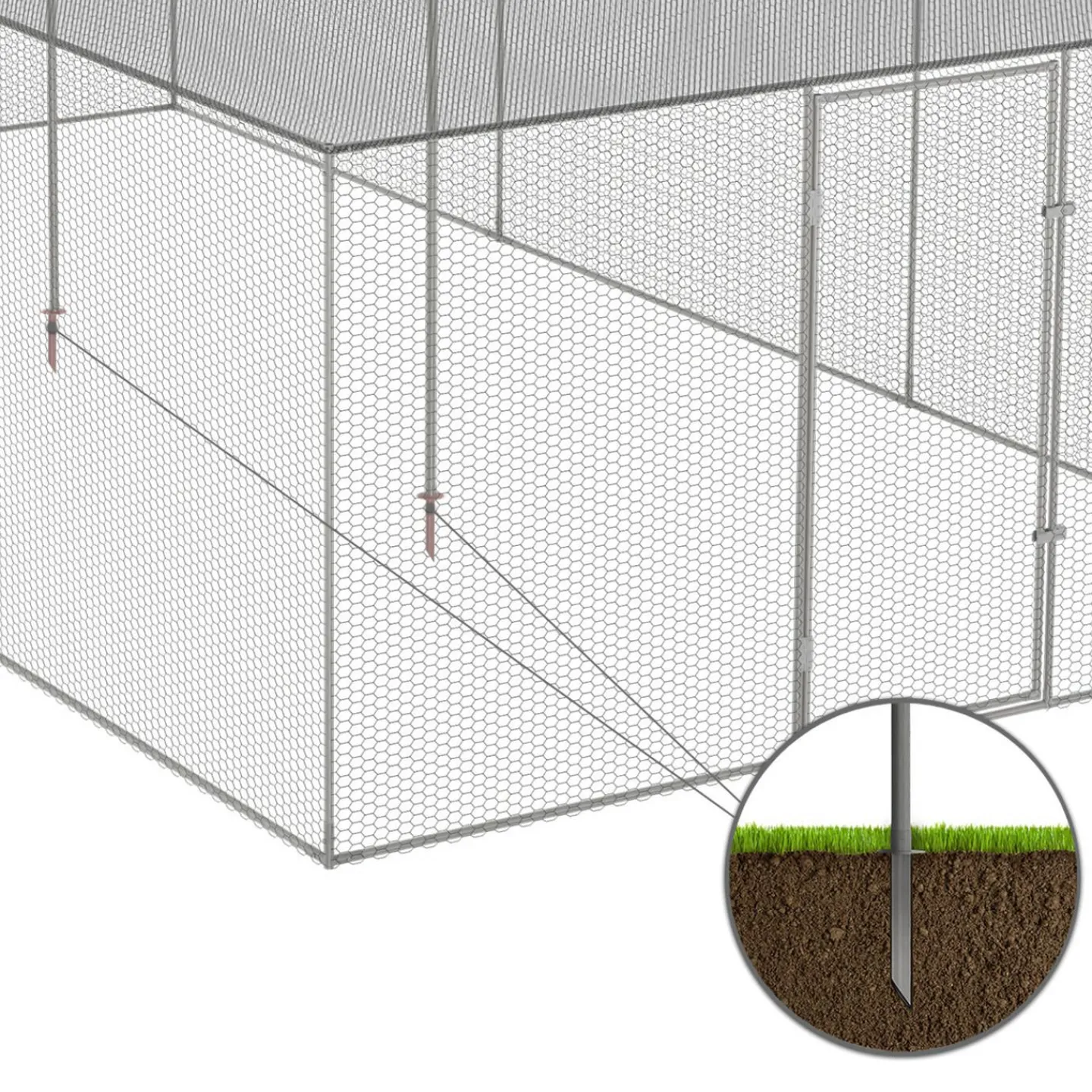 Enclos poulailler en acier galvanisé 18 m² 6x3 m volière extérieure XXL*IDMarket Clearance