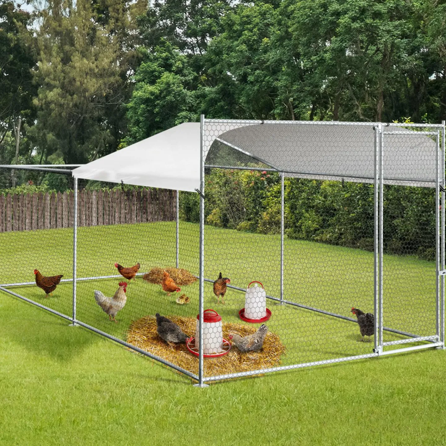 Enclos poules 2x4m acier galvanisé*IDMarket New