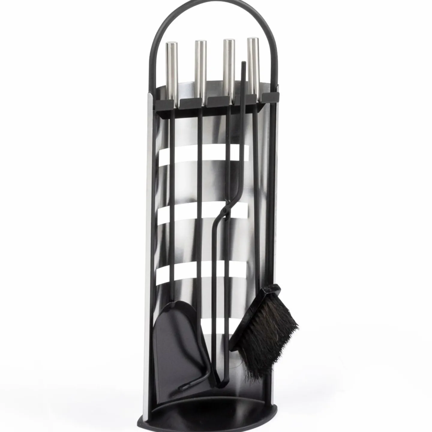 Ensemble d'accessoires de cheminée noir inox avec support*IDMarket Best