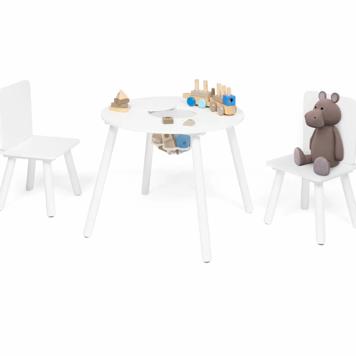 Ensemble de table et chaises pour enfant en bois blanc*IDMarket Outlet