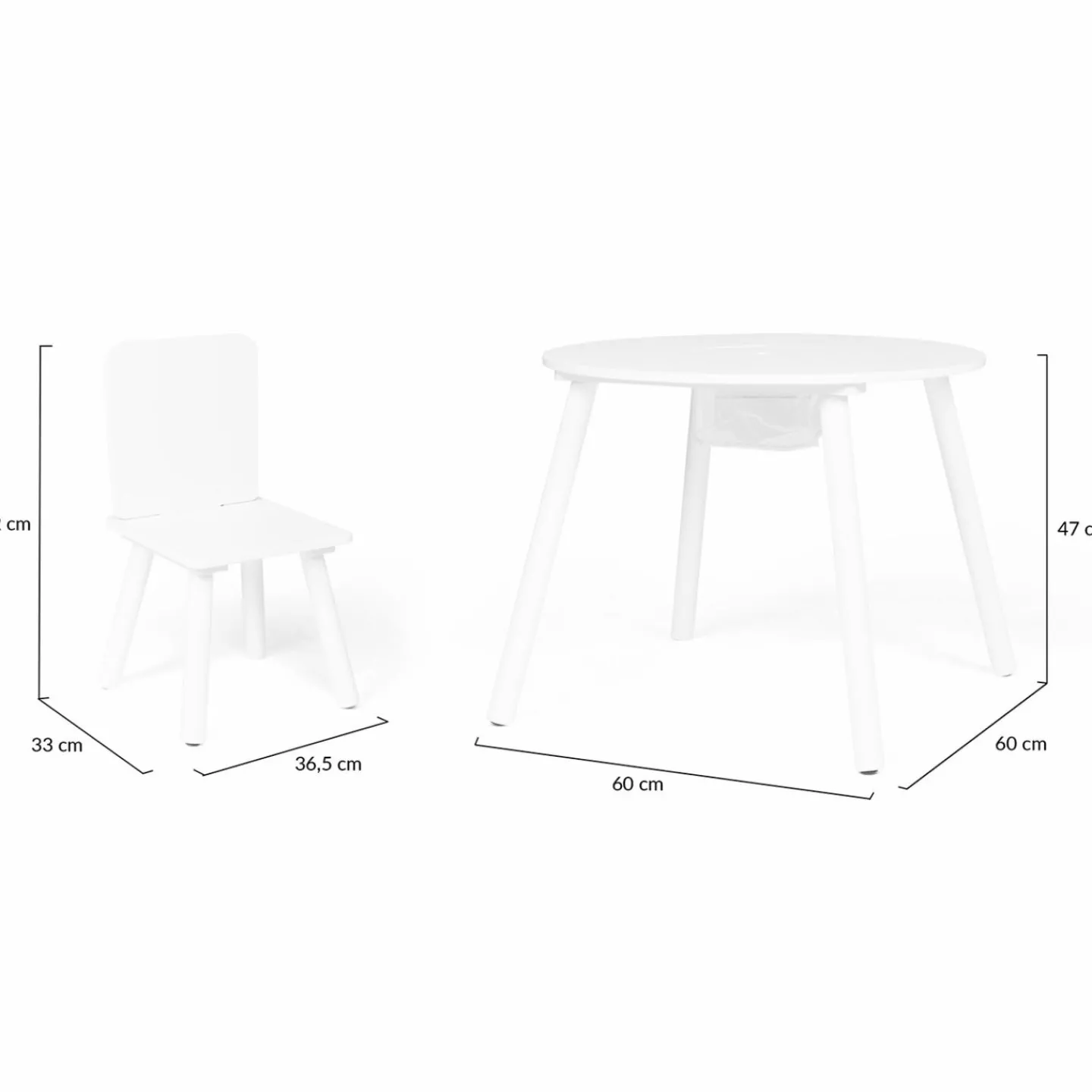 Ensemble de table et chaises pour enfant en bois blanc*IDMarket Outlet