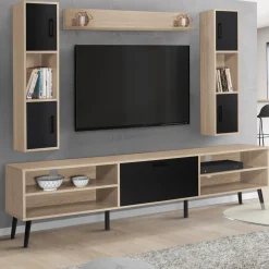 Ensemble meuble télé avec étagères murales et placards*IDMarket Best