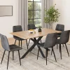 Ensemble table à manger rectangle 160 cm bois et noir et 6 chaises en velours gris foncé*IDMarket Best