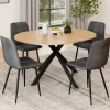 Ensemble table à manger ronde extensible 110 - 150 cm et 4 chaises en velours gris foncé*IDMarket New