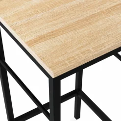 Ensemble table de bar + 2 tabourets de bar bois noir et imitation hêtre*IDMarket New