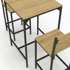 Ensemble table de bar carrée 60 cm et 2 chaises de bar design industriel*IDMarket Hot