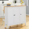 Ensemble table de bar ilot et 2 tabourets bois blanc plateau façon hêtre*IDMarket New