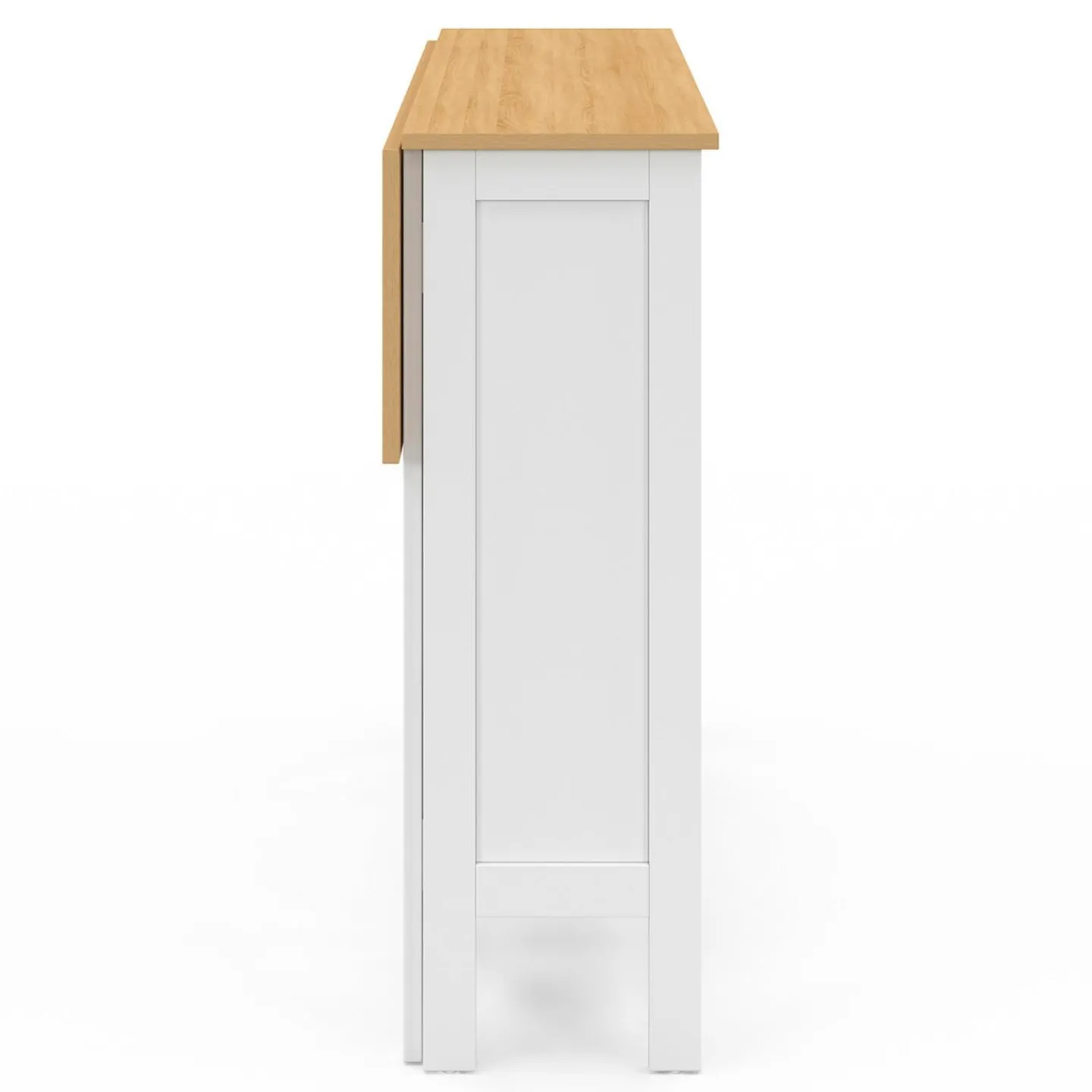 Ensemble table de bar ilot et 2 tabourets bois blanc plateau façon hêtre*IDMarket New