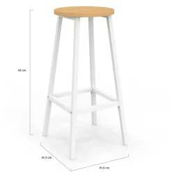 Ensemble table de bar ilot et 2 tabourets bois blanc plateau façon hêtre*IDMarket New