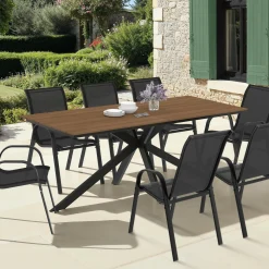 Ensemble table et chaise salon de jardin 8 personnes pied araignée noir*IDMarket Best