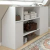 Ensemble étagère 2 niveaux, armoire 2 portes et 1 porte + 1 niche sous pente Blanche*IDMarket Clearance