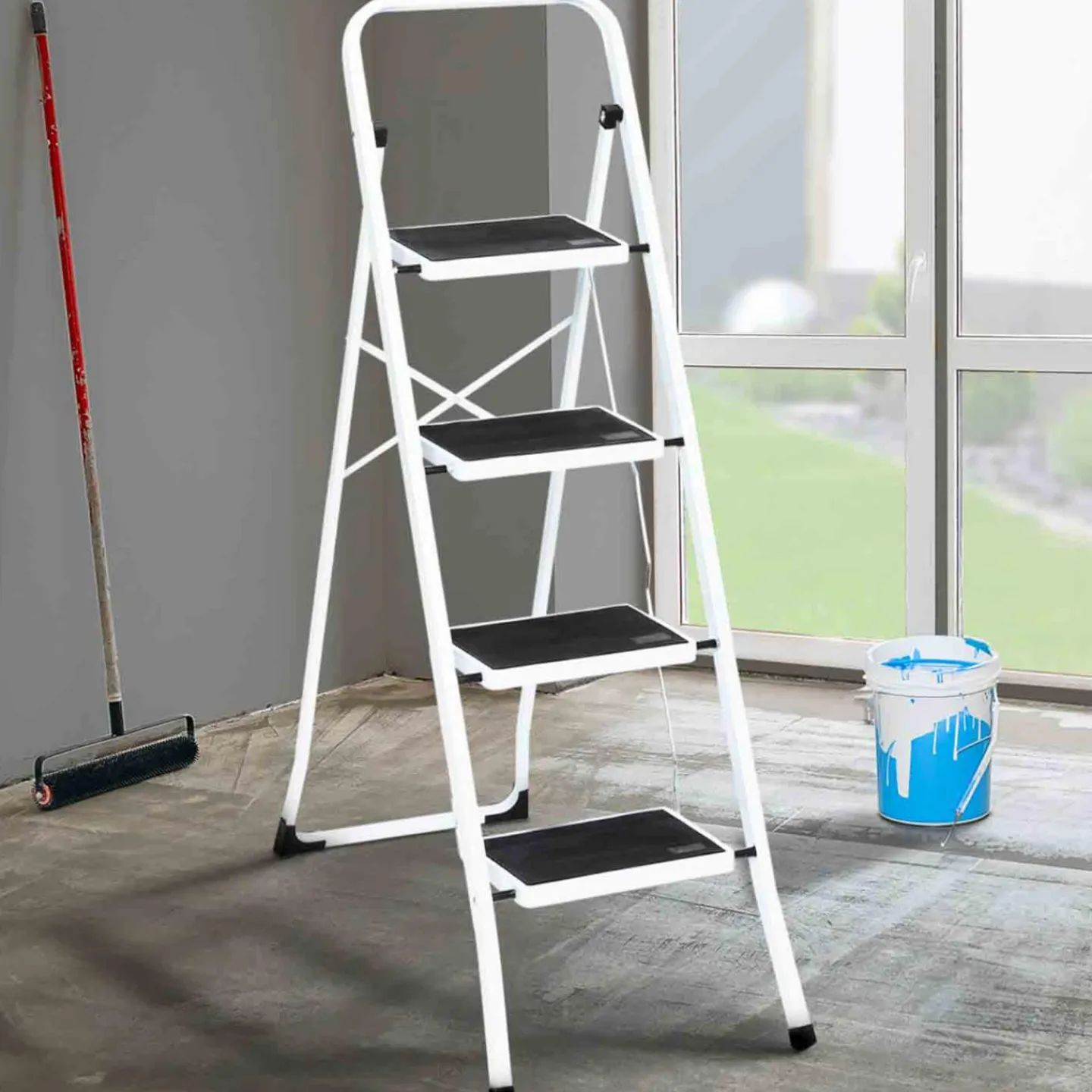 Escabeau 4 marches pliable*IDMarket Online