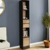 Etagère bibliothèque 190 cm 3 étagères 2 tiroirs 1 placard noir et effet bois*IDMarket Sale