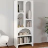 Etagère bibliothèque 6 compartiments style organique bois blanc*IDMarket Clearance