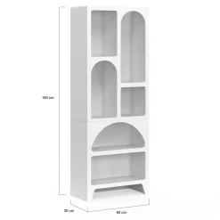 Etagère bibliothèque 6 compartiments style organique bois blanc*IDMarket Clearance