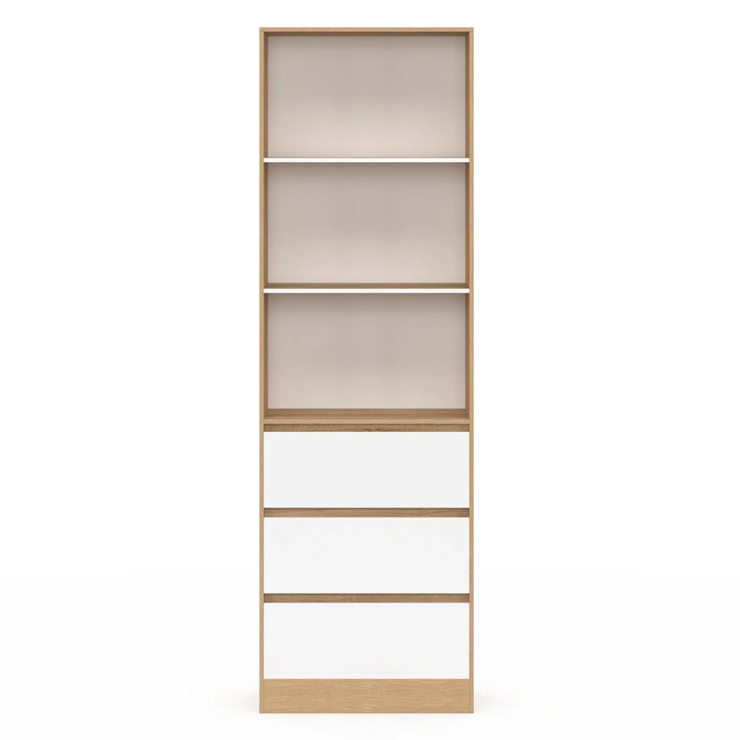 Etagère bibliothèque 3 niveaux 3 tiroirs blanc et effet bois*IDMarket Sale