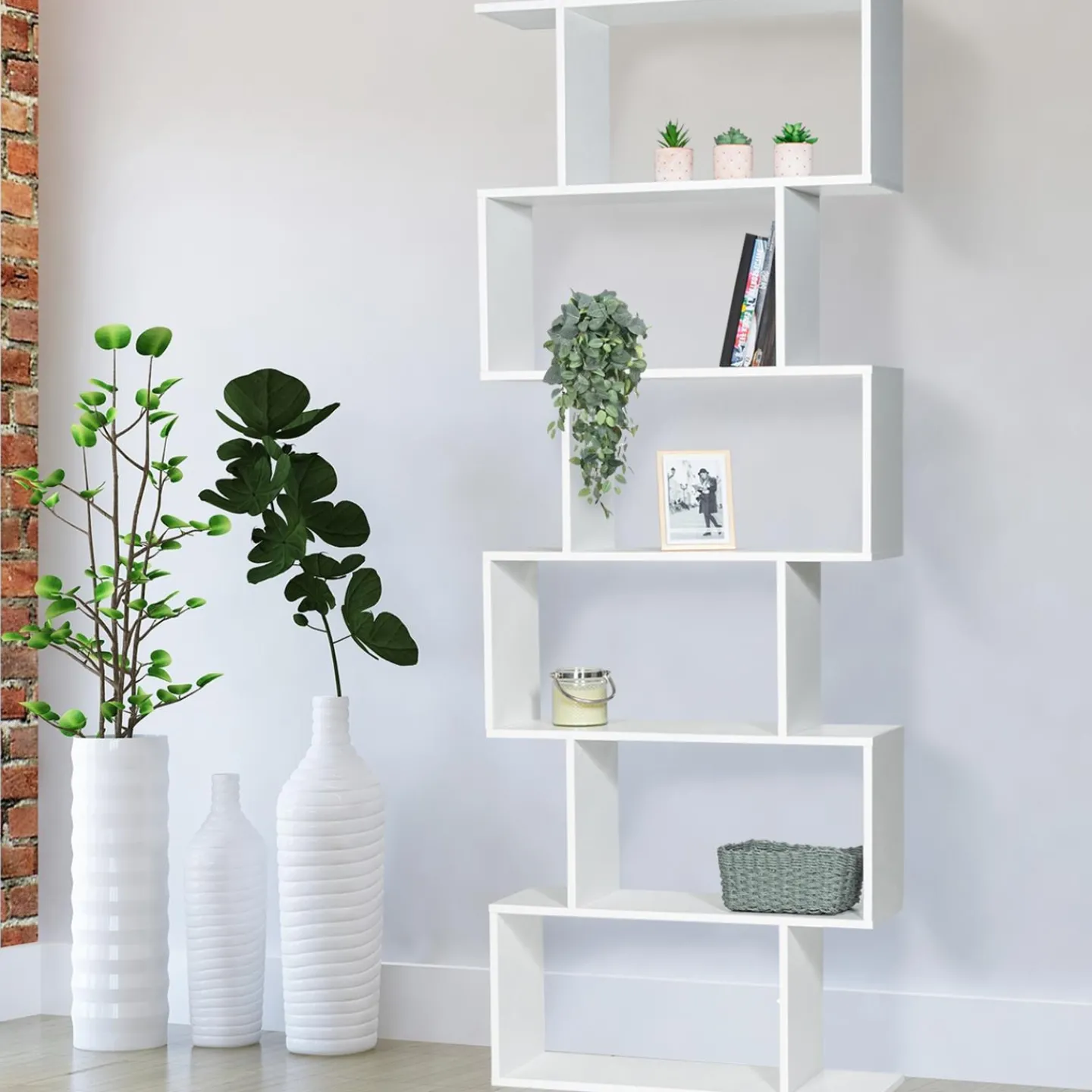 Etagère blanche en S 6 niveaux*IDMarket Online