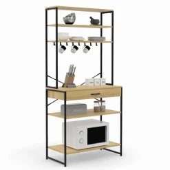 Etagère de cuisine industrielle avec tiroir et crochets 80 cm*IDMarket