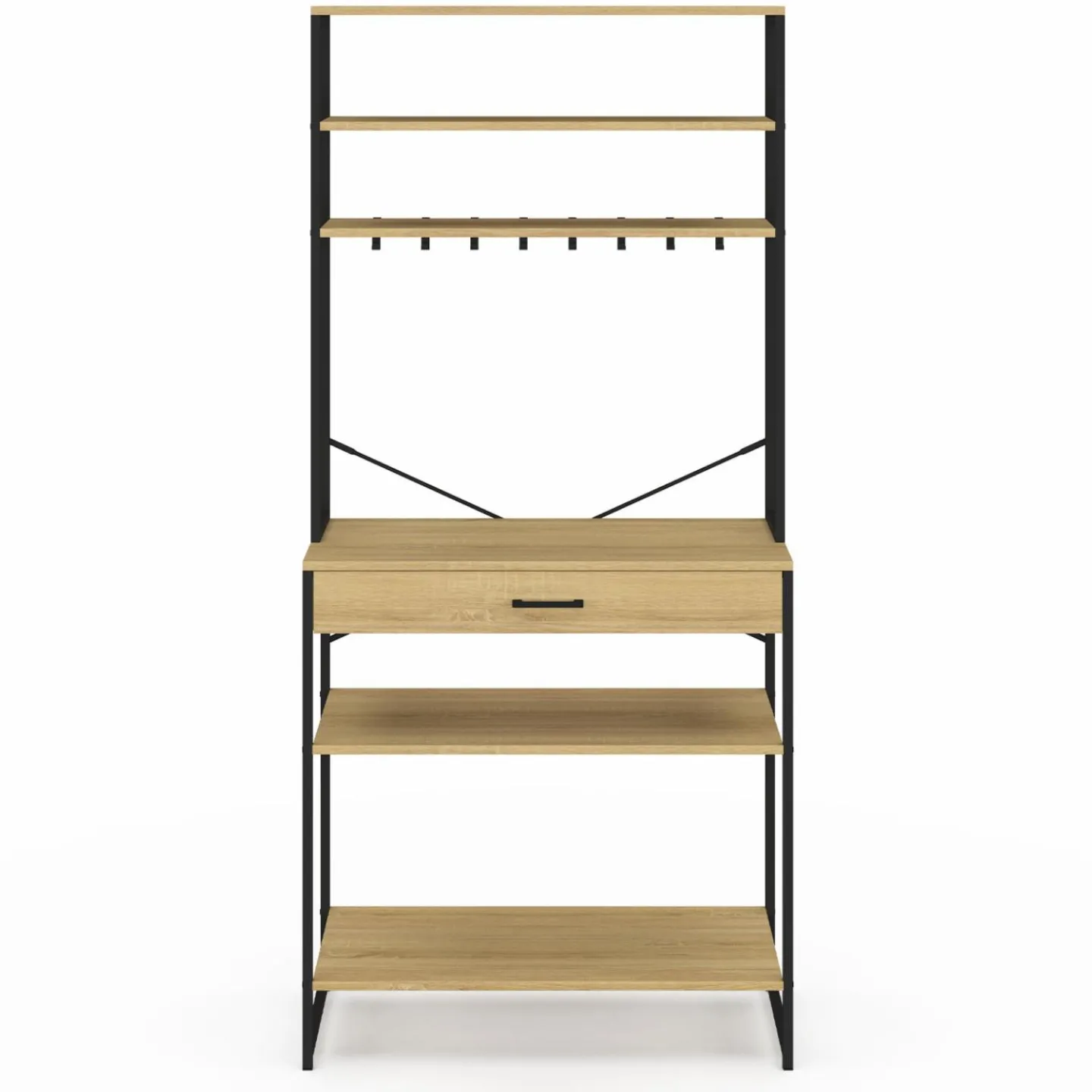 Etagère de cuisine industrielle avec tiroir et crochets 80 cm*IDMarket