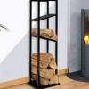 Etagère de rangement pour bois de chauffage en acier noir*IDMarket New