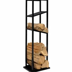 Etagère de rangement pour bois de chauffage en acier noir*IDMarket New