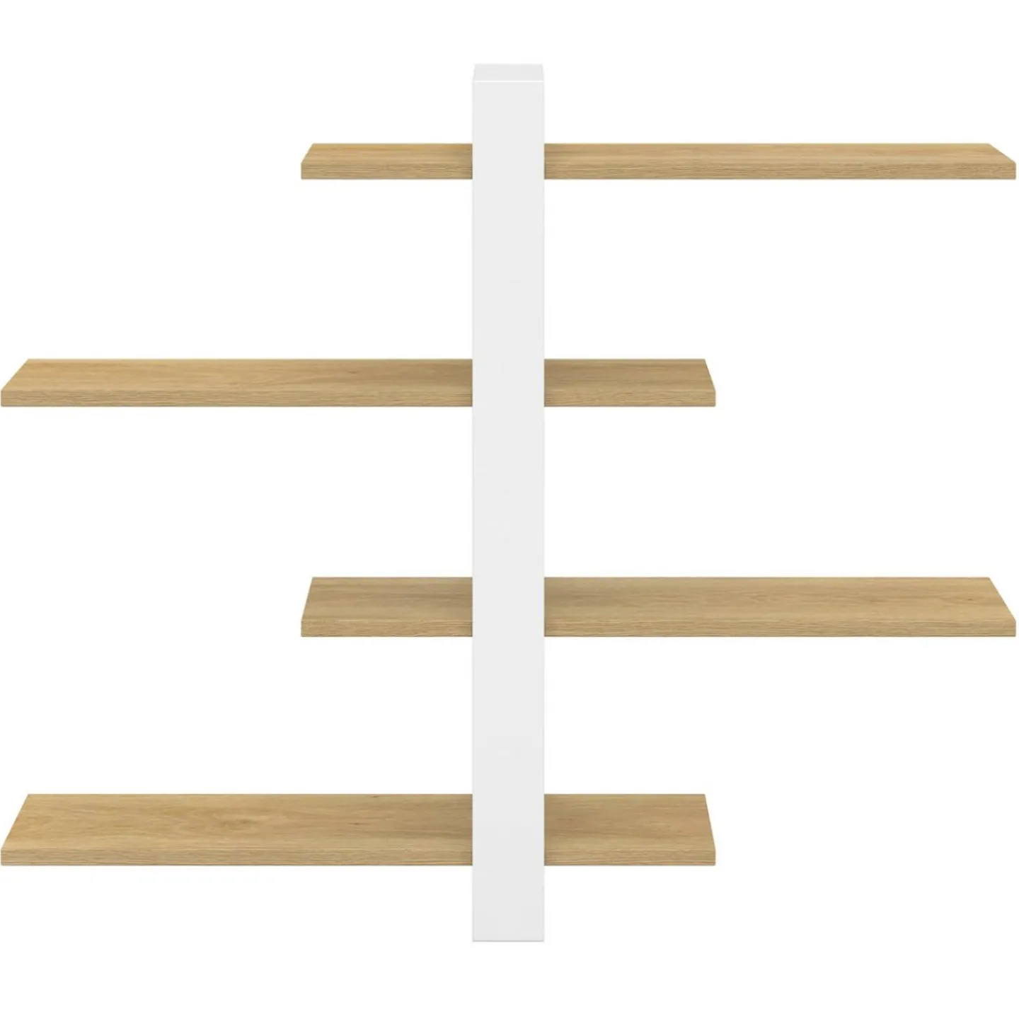 Etagère murale avec étagères coulissantes ORA 4 niveaux façon hêtre et blanc*IDMarket