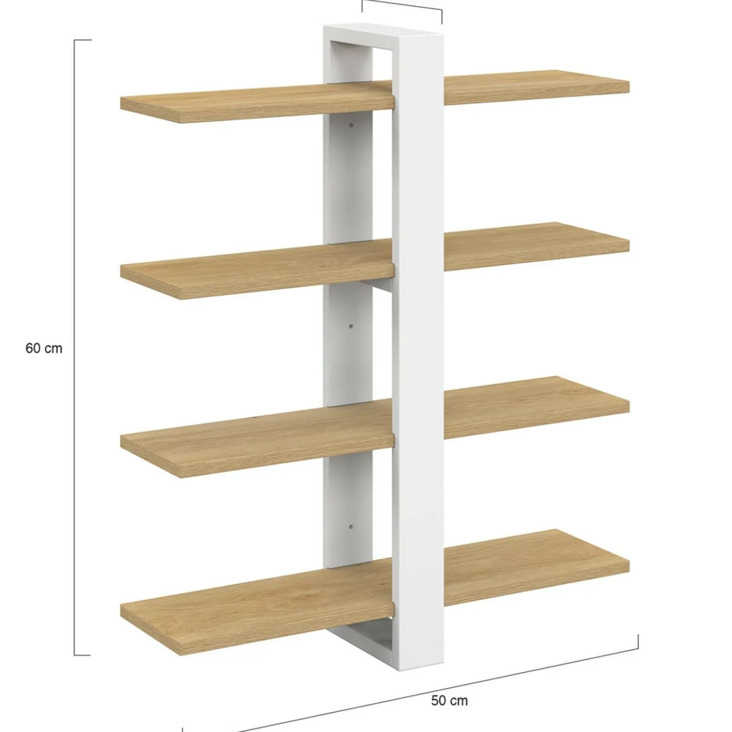 Etagère murale avec étagères coulissantes ORA 4 niveaux façon hêtre et blanc*IDMarket