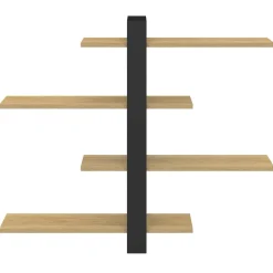 Etagère murale avec étagères coulissantes ORA 4 niveaux façon hêtre et noir*IDMarket Best