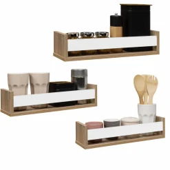 Etagères à épices hêtre et blanc*IDMarket