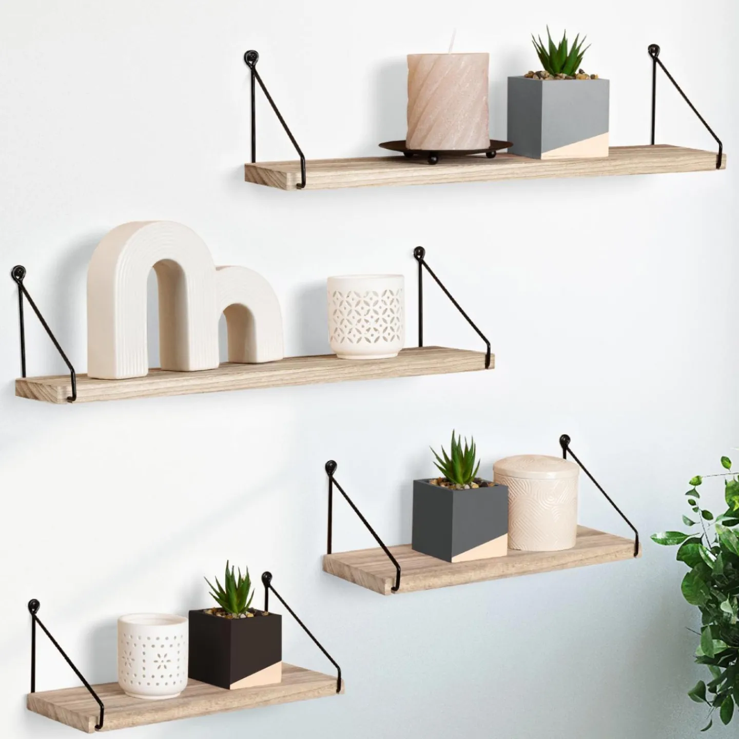 Etagères murales industrielles bois et métal noir*IDMarket Best