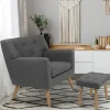 Fauteuil avec repose pieds en tissu gris anthracite style scandinave*IDMarket Sale