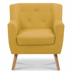 Fauteuil avec repose pieds en tissu jaune style scandinave*IDMarket Clearance