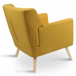 Fauteuil avec repose pieds en tissu jaune style scandinave*IDMarket Clearance
