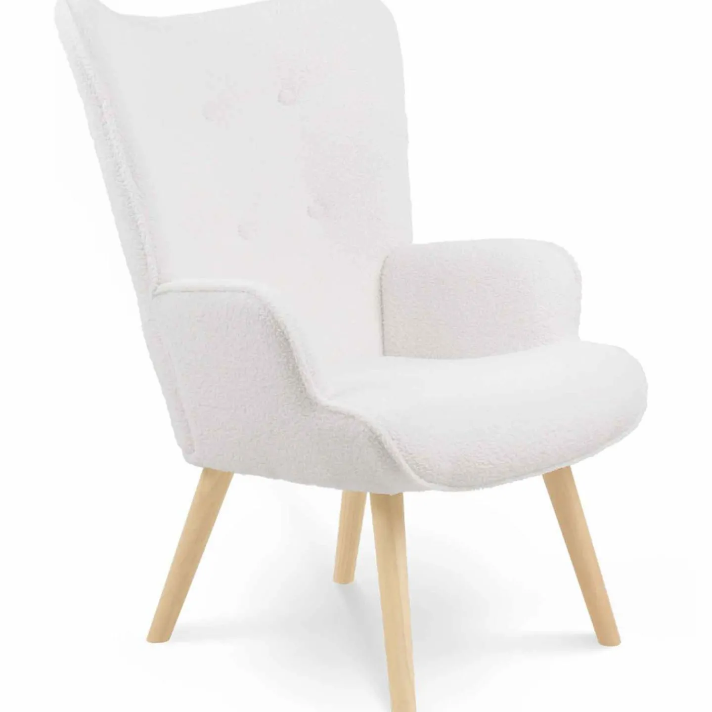 Fauteuil bouclette blanche style scandinave*IDMarket Best