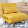 Fauteuil convertible en lit 80x190cm tissu jaune*IDMarket Best