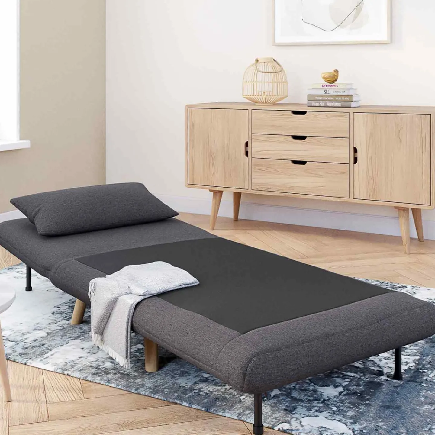 Fauteuil convertible en lit 1 place gris anthracite*IDMarket Outlet