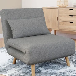 Fauteuil convertible en lit 1 place gris clair*IDMarket Best