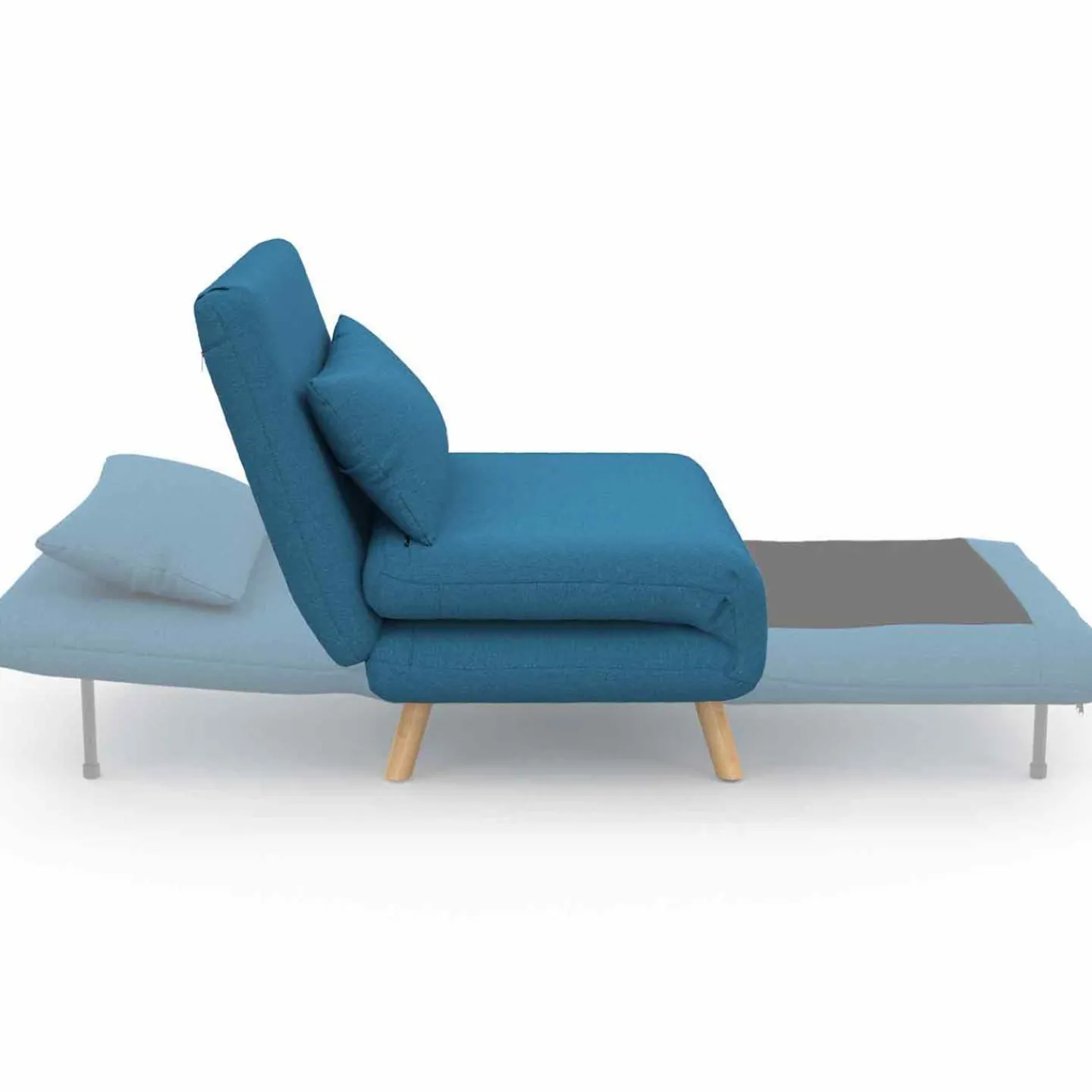 Fauteuil convertible en lit 1 place bleu canard*IDMarket New