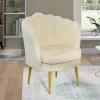 Fauteuil coquillage beige en velours pieds dorés*IDMarket Best