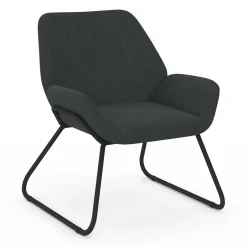 Fauteuil en tissu gris anthracite et pieds métal noirs*IDMarket Best