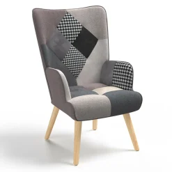 Fauteuil en tissu gris, blanc et noir style scandinave*IDMarket Hot