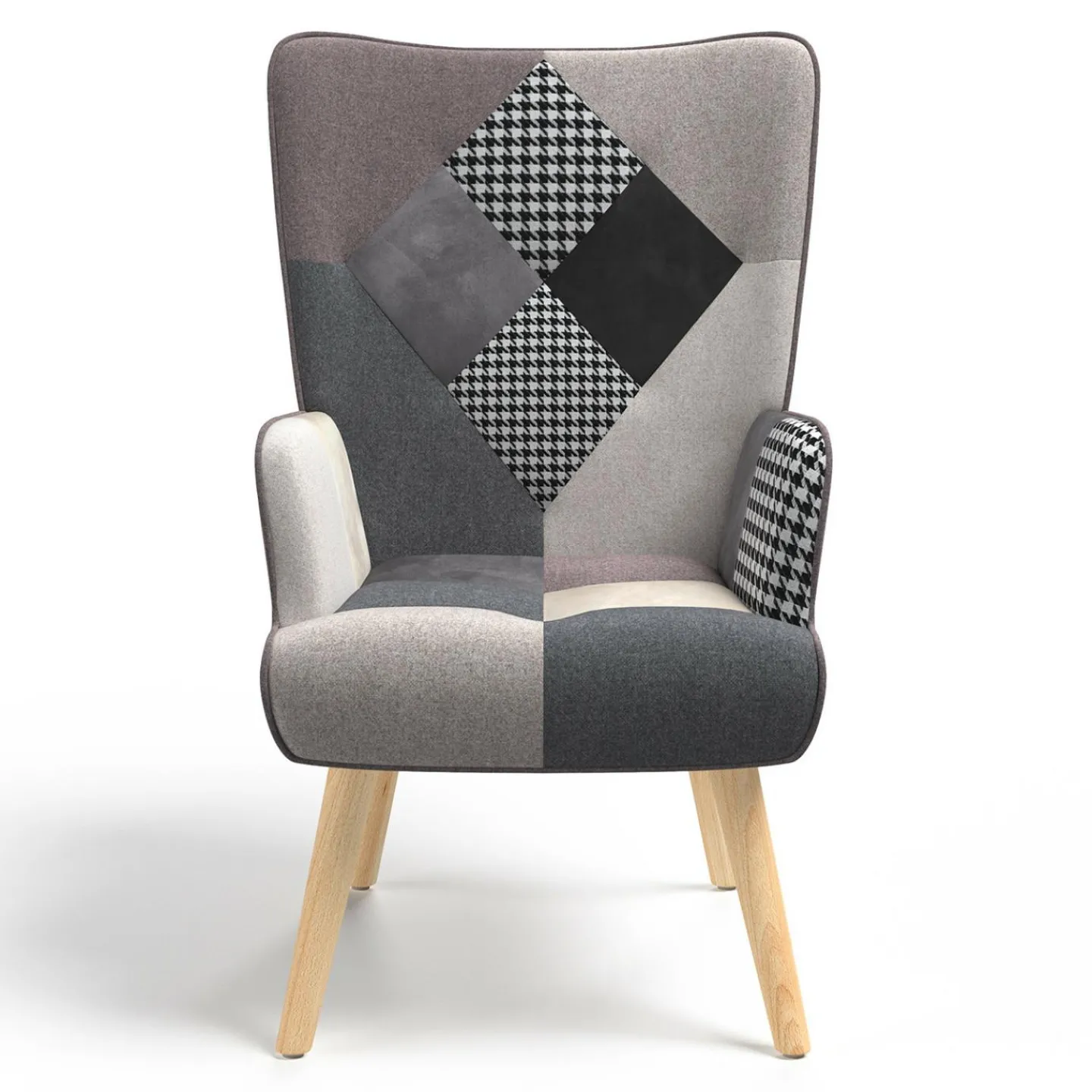 Fauteuil en tissu gris, blanc et noir style scandinave*IDMarket Hot