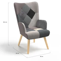 Fauteuil en tissu gris, blanc et noir style scandinave*IDMarket Hot