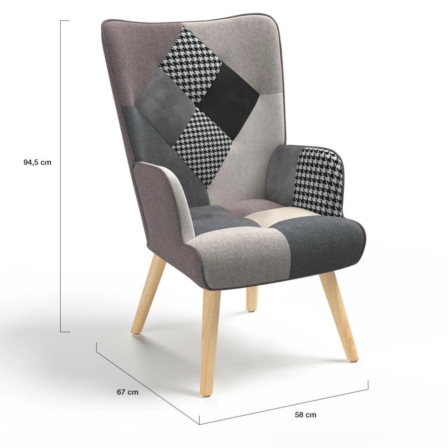 Fauteuil en tissu gris, blanc et noir style scandinave*IDMarket Hot