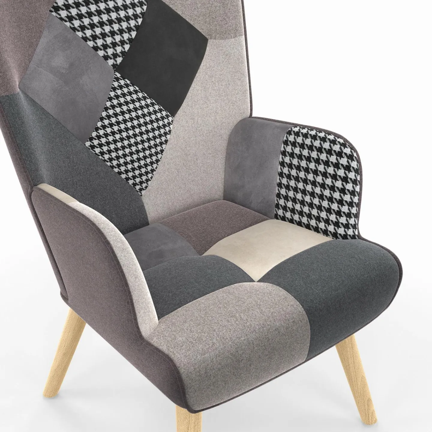 Fauteuil en tissu gris, blanc et noir style scandinave*IDMarket Hot