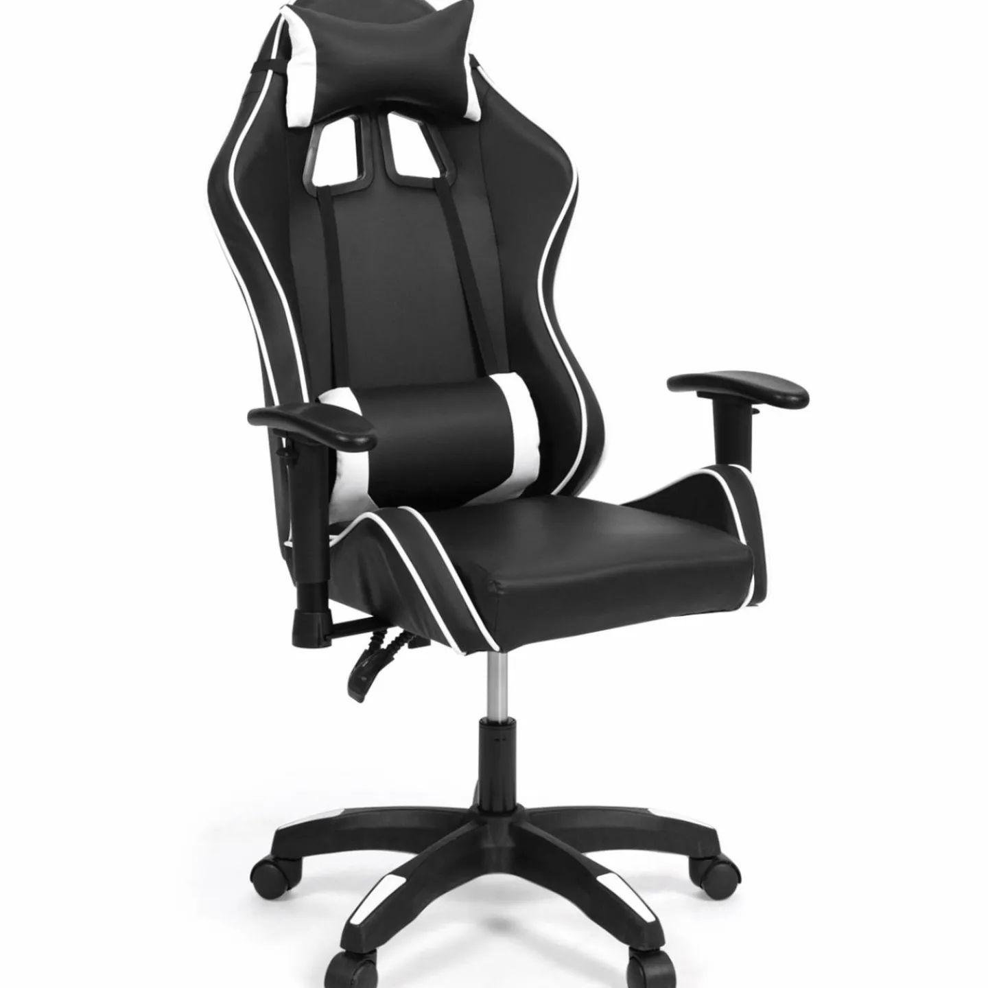 Fauteuil gamer noir et blanc réglable et inclinable accoudoirs pivotants*IDMarket Clearance